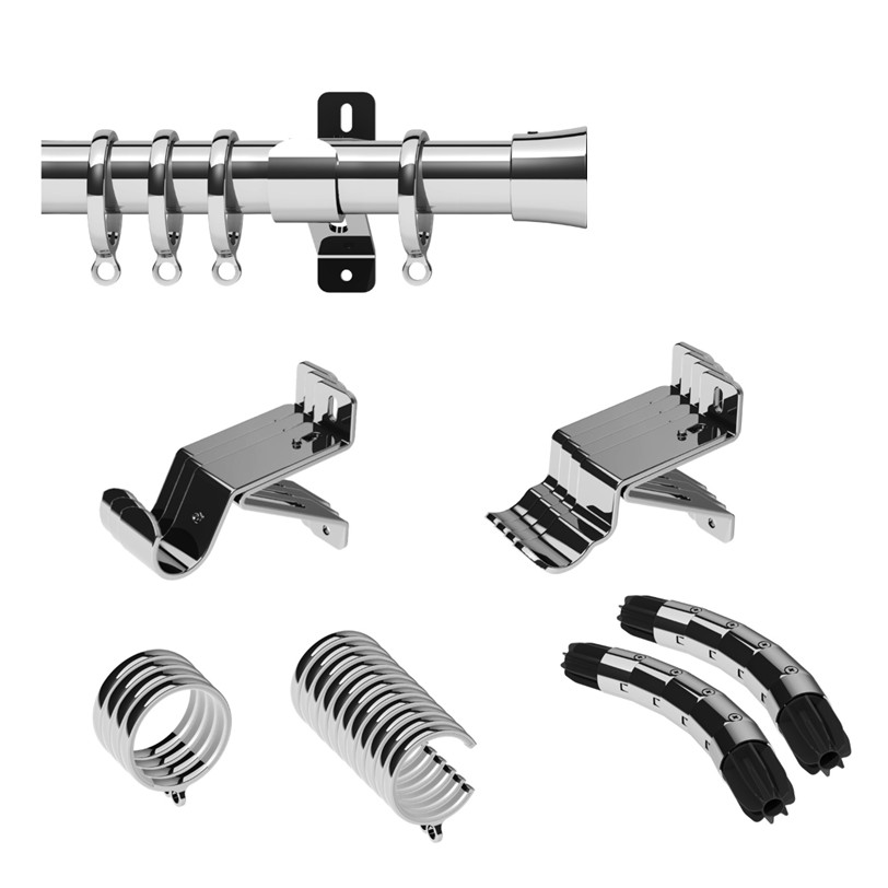 Swish Design Studio bay pole set Chrome no finial Swish Design Studio bay pole set Chrome no finial