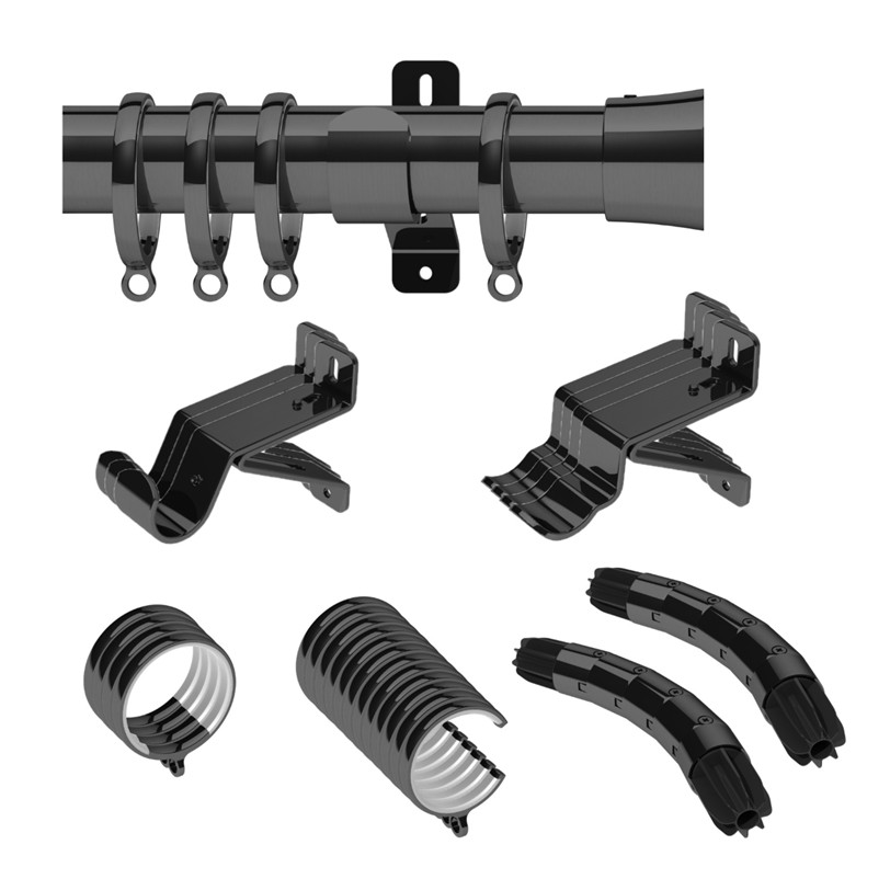 Swish Design Studio bay window curtain pole set no finials Swish Design Studio bay window curtain pole set no finials