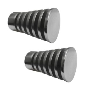 28mm Muse metal segmented cone shaped Finials. Pack of 2 Satin Silver finials.