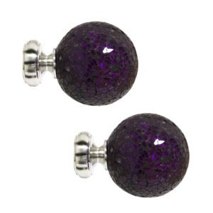 28mm Purple Mosaic Finial design. Pack of 2 Chrome finials.