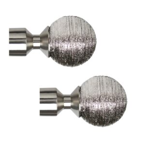 28mm Textured Ball Finial design. Pack of 2 Satin Silver finials.