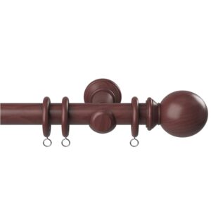 28mm Woodland Dark Oak complete curtain pole set with accessories including finials, brackets and rings