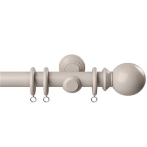 28mm Woodland Grey complete curtain pole set with accessories including brackets, finials and rings