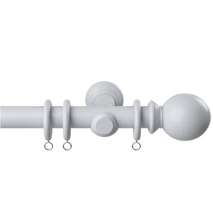 28mm Woodland White complete curtain pole set with accessories including brackets, finials and rings