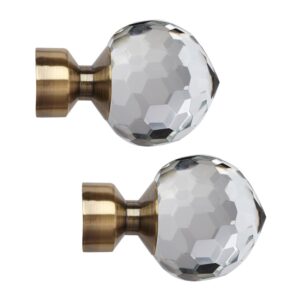 Antique Brass Bella glass faceted 28mm Finials with a metal collar.