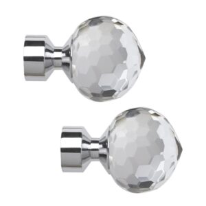 Chrome Bella 28mm glass faceted Finials with a metal collar.