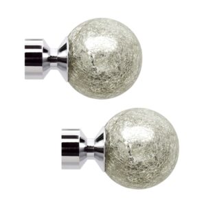 Chrome Empire 28mm mirrored crackled glass Finials with a metal collar