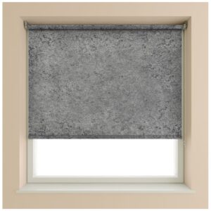 Crushed Velvet Blackout Roller Blind in Silver