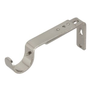 Curtain Pole Bracket, Wall Fix 28mm Metal Adjustable design, Satin Steel