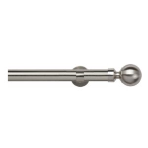 Eyelet curtain pole set 28mm Ball finial IDC bracket Satin Steel,, includes poles brackets finials and fixings