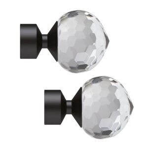 Matt Black Bella 28mm Glass faceted Finials with a metal collar