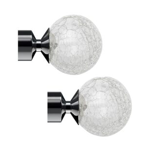 Polished Graphite Crash 28mm crackled glass Finials with a metal collar