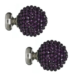 Purple Satin Silver Mia 28mm Finials