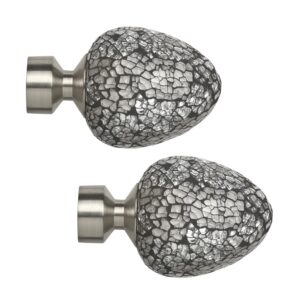 Satin Silver Alexia 28mm mosaic glass Finials