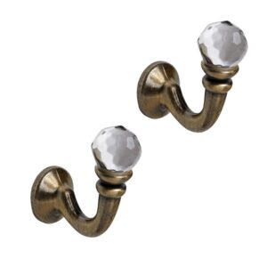 Crystal Palma Curtain Tieback Hooks Antique Brass pack of 2