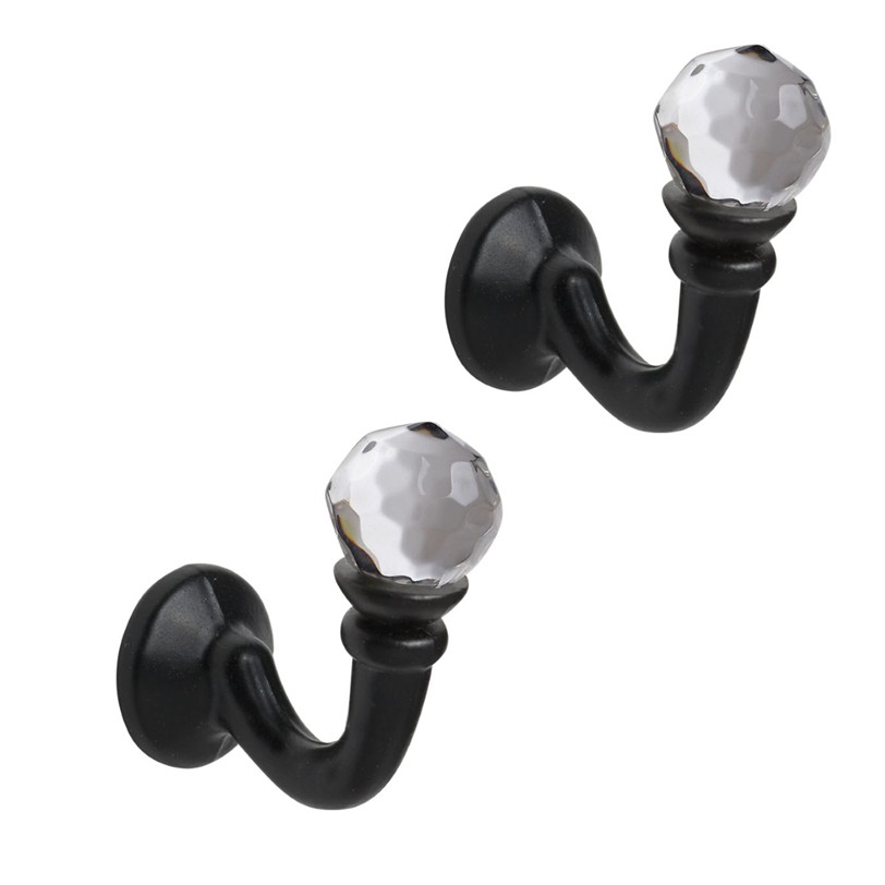Crystal Palma Curtain Tieback Hooks Black pack of 2