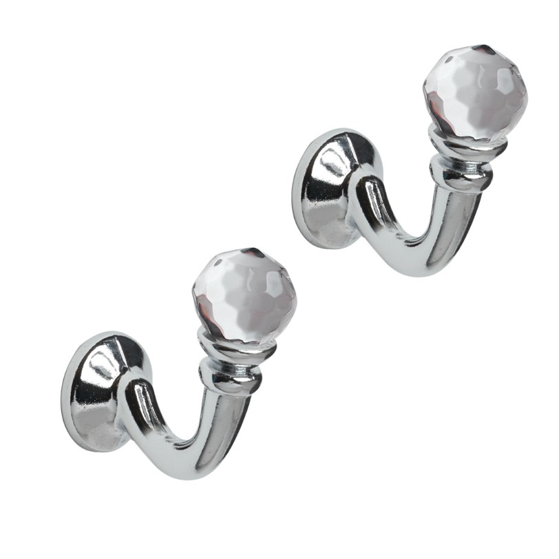 Crystal Palma Curtain Tieback Hooks Chrome pack of 2