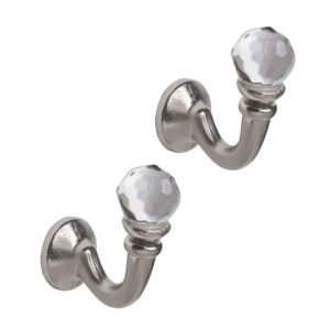 Crystal Palma Curtain Tieback Hooks Satin Silver pack of 2