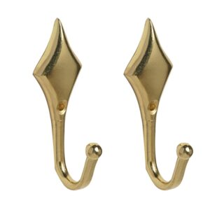 Diamond Tieback Hooks Bright Brass pack of 2