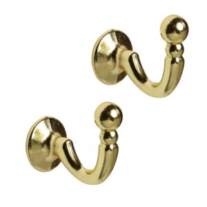 Palma Curtain Tieback Hooks Bright Brass pack of 2