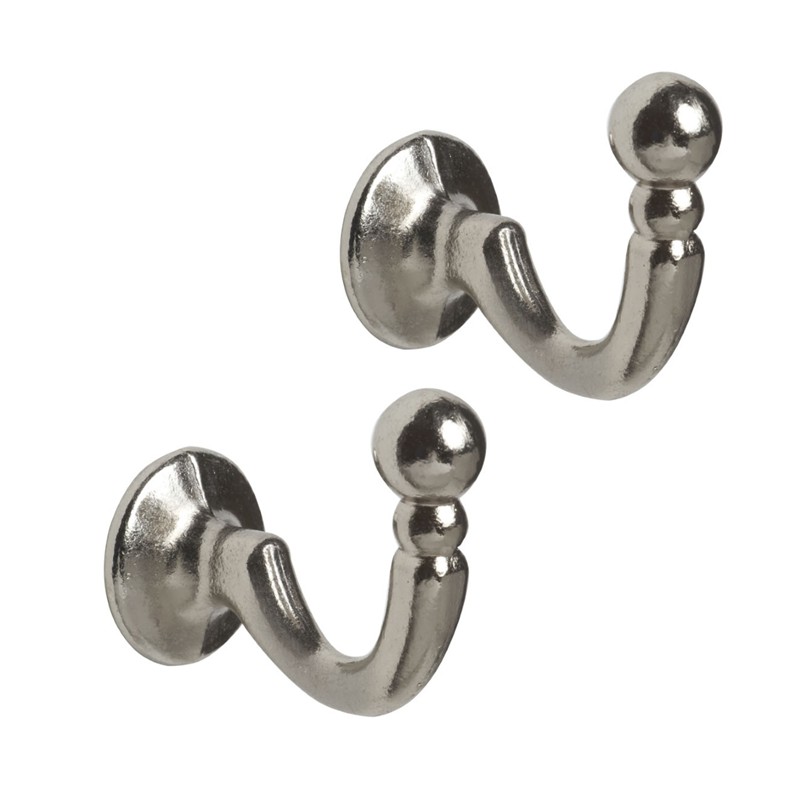 Palma Tieback Hooks Satin Silver pack of 2
