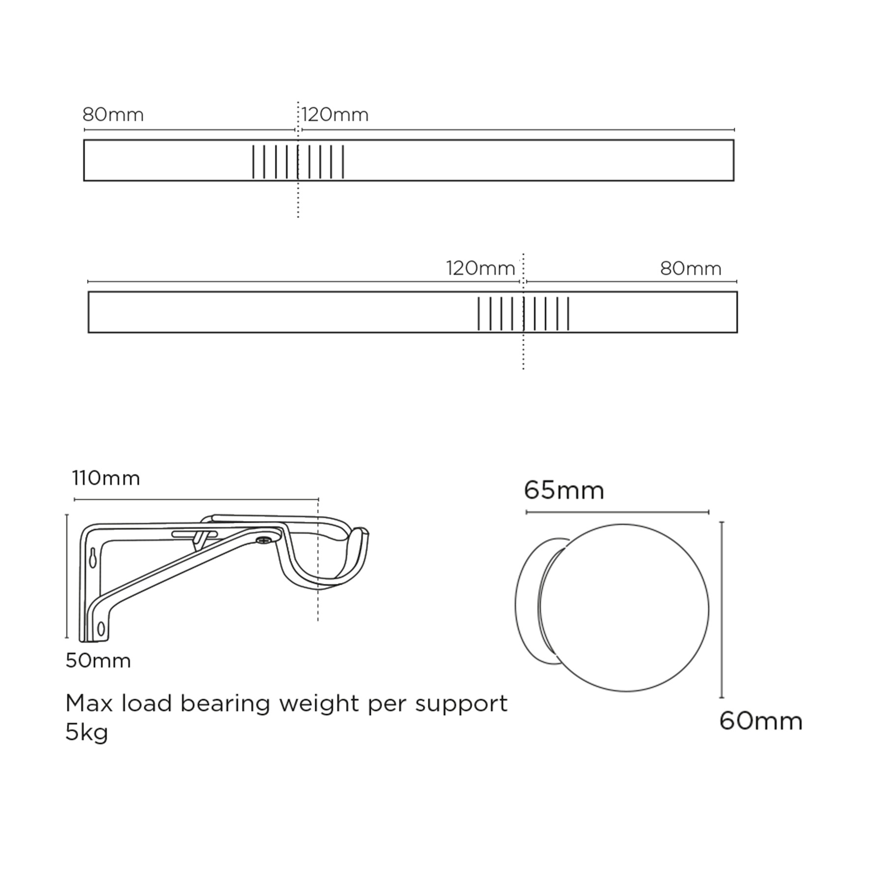 Product dims for 28mm eyelet bay pole Product dims for 28mm eyelet bay pole