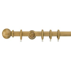 Swish Naturals 35mm Curtain pole Aged oak ball finials, full set includes brackets, rings, finials, fixings and instructions