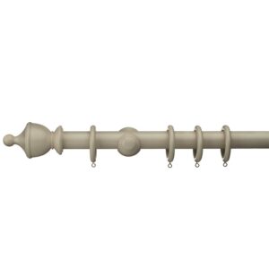 Swish Romantica 28mm wood curtain pole April Cloud taupe Urn finial