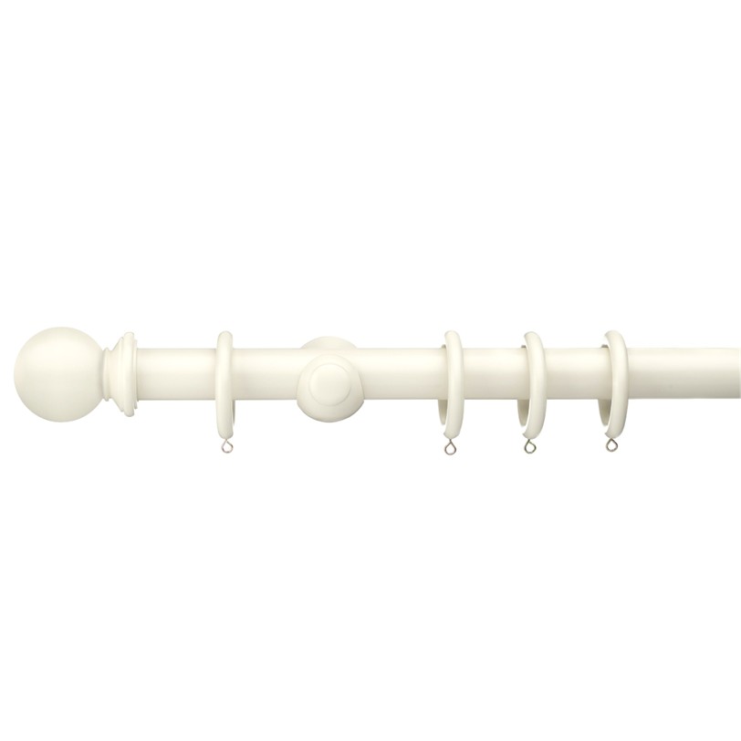 Swish Romantica 28mm wood curtain pole Paper White ball finial