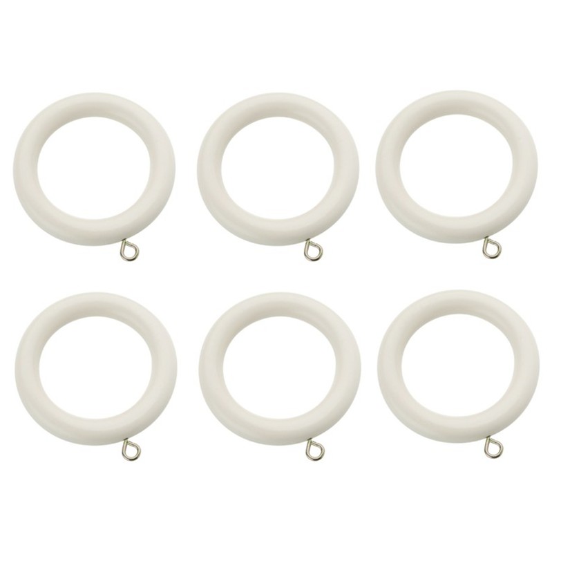 Swish Romantica 28mm wood curtain rings Panna Cotta pack of 6