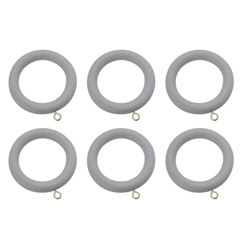 Swish Romantica 28mm wood curtain rings Smoke pack of 6