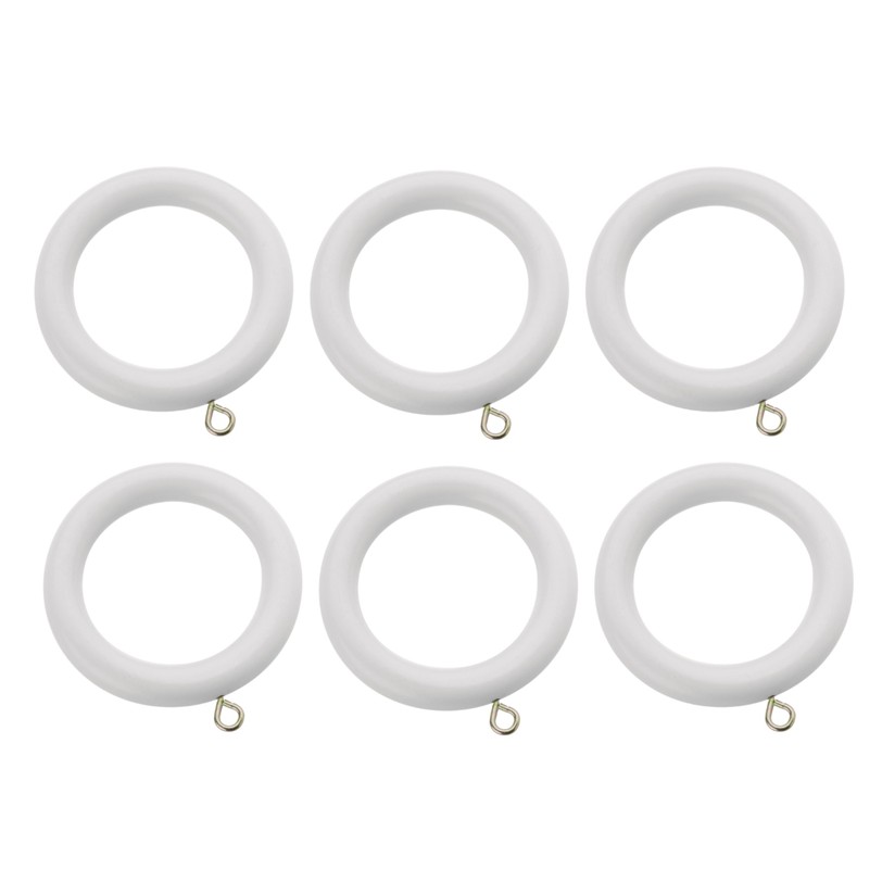 Swish Romantica 28mm wood curtain rings paper white pack of 6