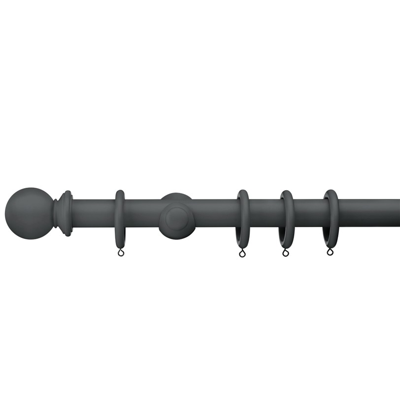 Swish Romantica 35mm Curtain pole set in the colour Cobblestone Dark Grey with Ball finials