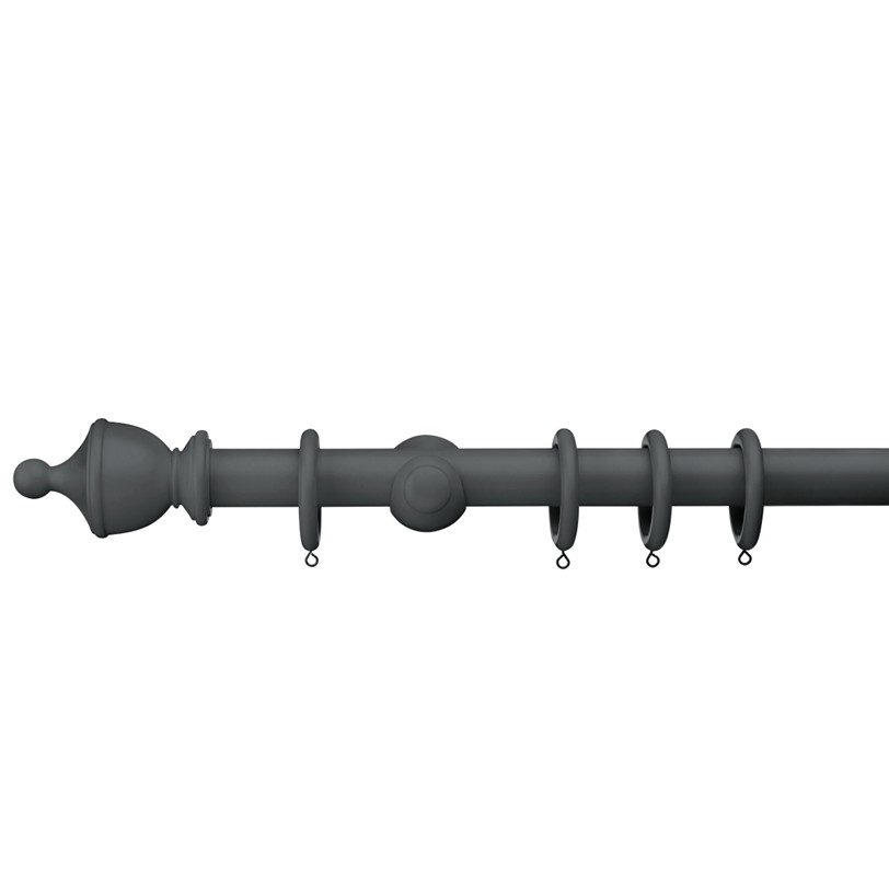 Swish Romantica 35mm Curtain pole set in the colour Cobblestone Dark Grey with Urn finials