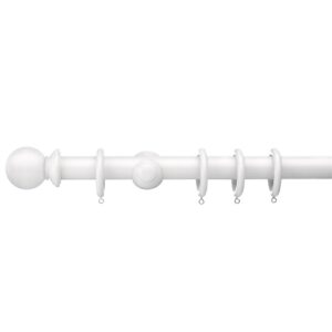 Swish Romantica 28mm Curtain pole set in the colour Paper White with Ball finials