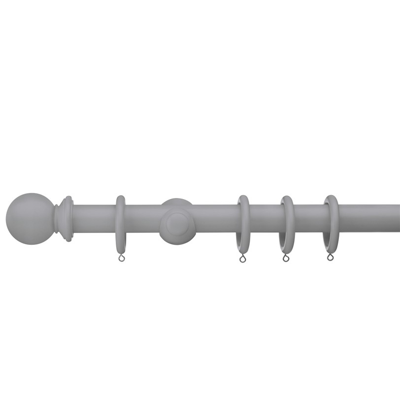 Swish Romantica 35mm Curtain pole set in the colour Pebble Light Grey with Ball finials