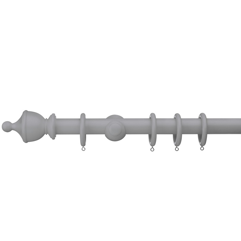 Swish Romantica 35mm Curtain pole set in the colour Pebble Light Grey with Urn finials