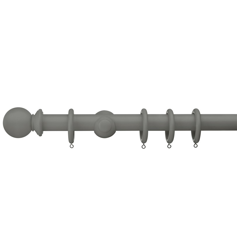 Swish Romantica 35mm Curtain pole set in the colour Smoke Mid Grey with Ball finials