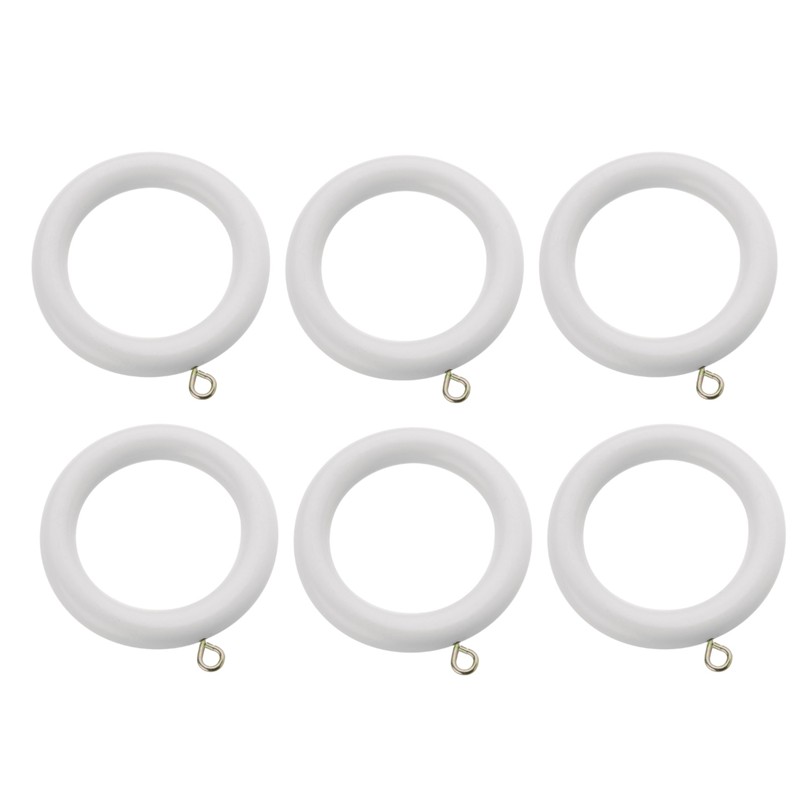 Swish Romantica 35mm Wood curtain rings pack of 6 in the colour paper white