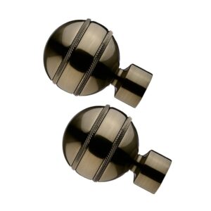 Selina Knurled Finials pair Burnished Brass, 35mm Curtain poles