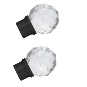 Swish Elements Capella Acrylic cut ball and Black metal collar curtain pole finials. 1 Pair for 28mm Curtain poles