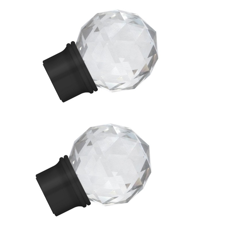 Swish Elements Capella Acrylic cut ball and Black metal collar curtain pole finials. 1 Pair for 28mm Curtain poles
