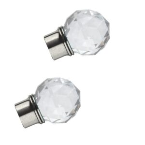Swish Elements Capella acrylic ball with Satin steel colour finial Pair of finial pole ends