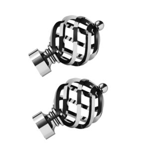 Swish Elements Titan Cage curtain pole finials, 1 pair of metal finials for a 28mm curtain pole, Chrome colour finish