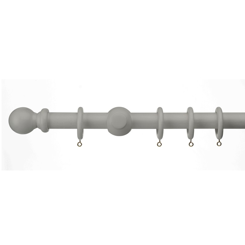 Wood curtain pole set grey