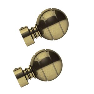 Swish Lexington curtain pole finials , 1 pair in antique brass finish