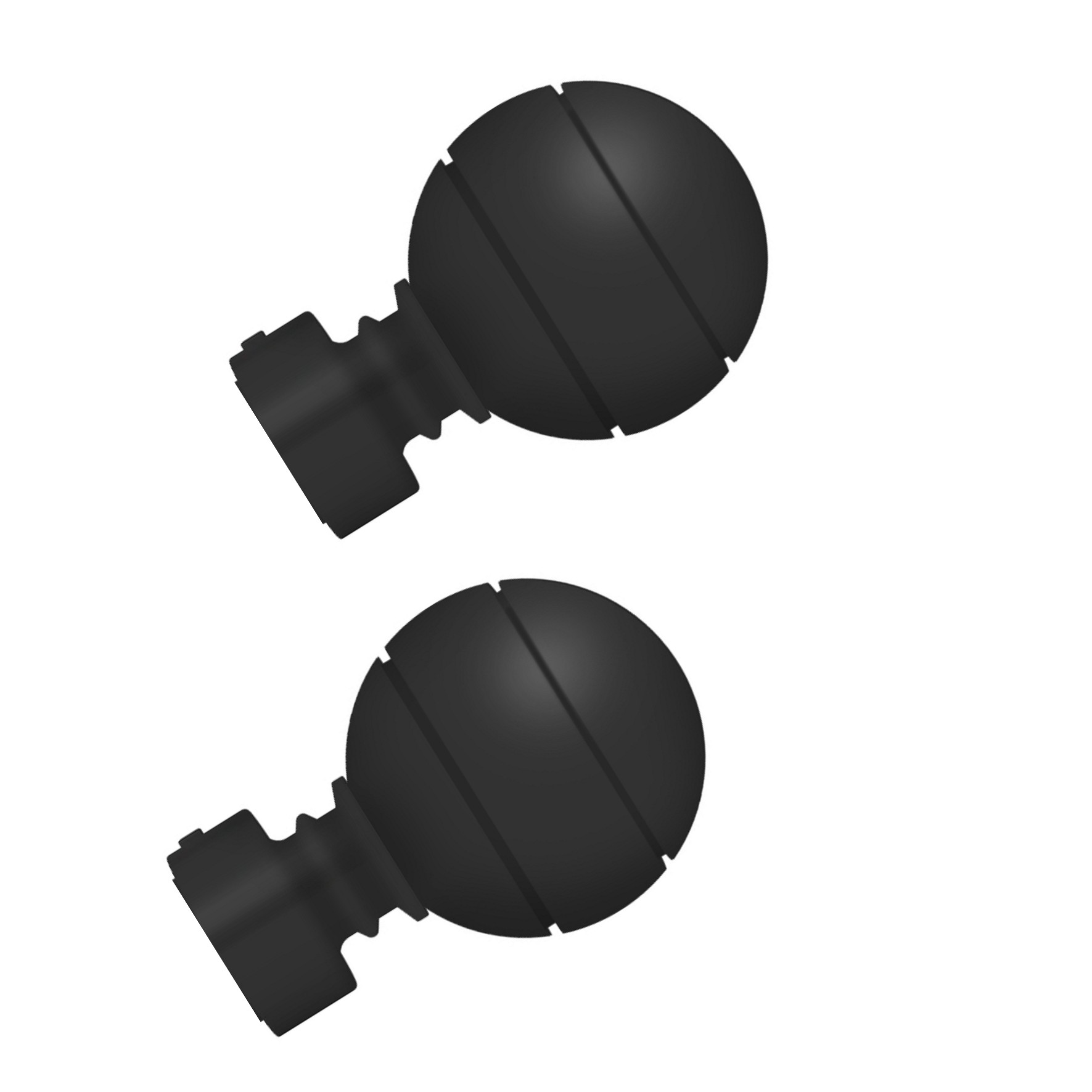 Swish Elements Lexington curtain pole finials, 1 pair of metal finials for a 28mm curtain pole in a black finish