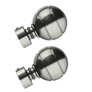 Swish Elements Lexington curtain pole finials, 1 pair of metal Satin steel finials for a 28mm curtain pole