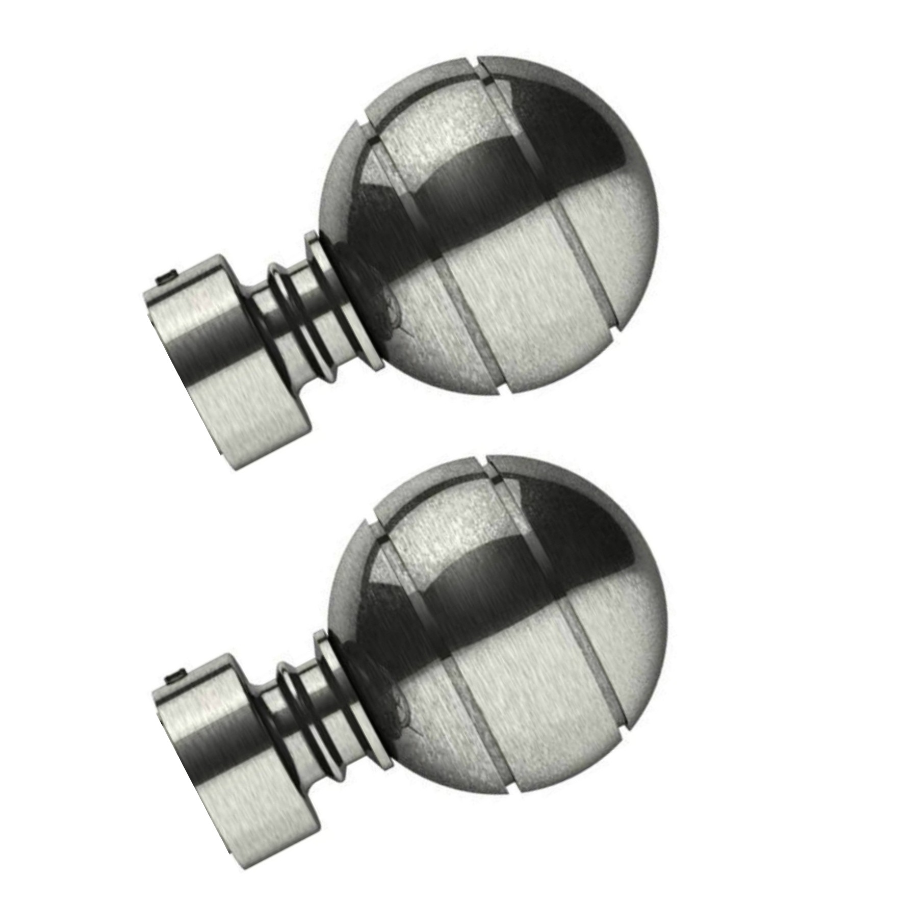 Swish Elements Lexington curtain pole finials, 1 pair of metal Satin steel finials for a 28mm curtain pole