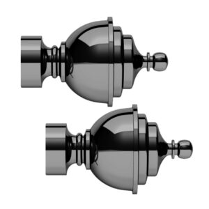 Swish Curtain pole Pair of Finial Ends, Minster urn Design in Gunmetal graphite finish